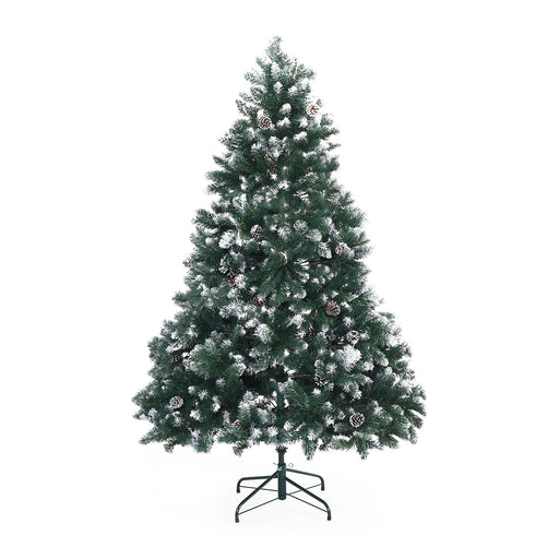 Home Ready 6Ft 180cm 930 tips Green Snowy Christmas Tree Xmas Pine Cones