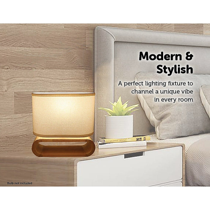Wooden Modern Table Lamp Timber Bedside Lighting Desk Reading Light Brown White