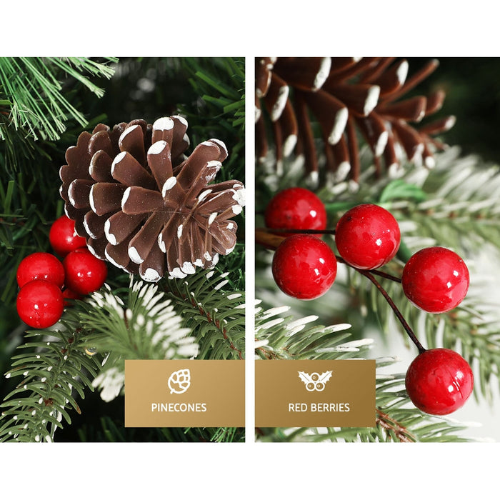 2.1M Christmas Tree with Pine Cones Red Berries Prelit LED Warm Lights