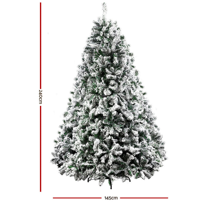 Jingle Jollys Christmas Tree 2.4M Xmas Trees Decorations Heavy Snow 1500 Tips