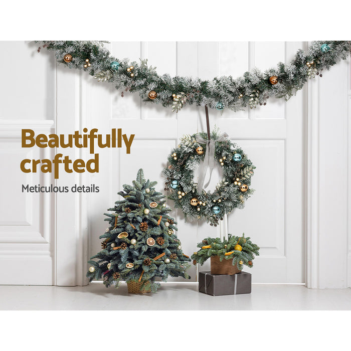 2.7M Pre-Lit Christmas Garland with Ornament Light Xmas Tree Decor