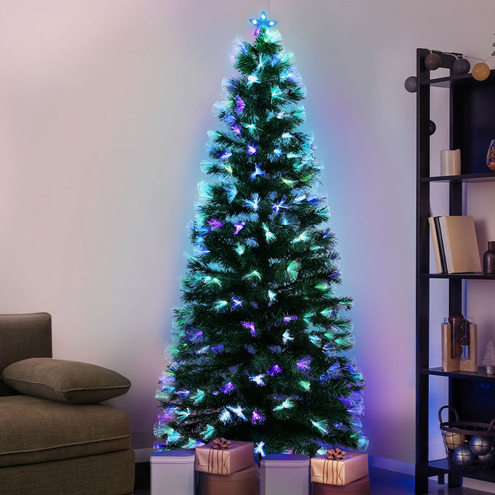 Jingle Jollys Christmas Tree 2.1M 7FT LED Xmas Multi Colour Lights Optic Fibre RB