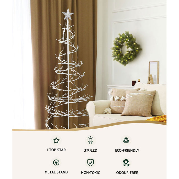 Jingle Jollys Christmas Tree 1.8M 320 LED Xmas Cold White Lights Optic Fibre