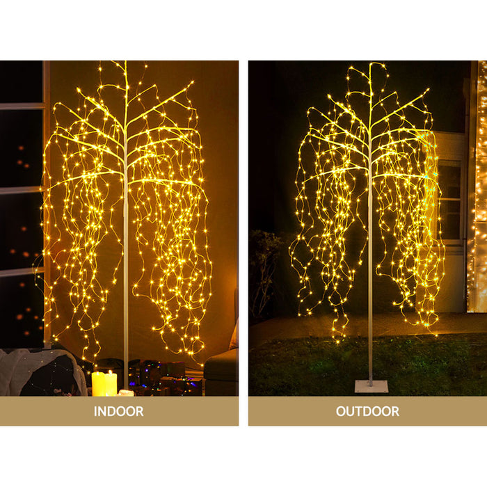 2.1M Solar Christmas Tree 600 LED Trees String Lights Warm White