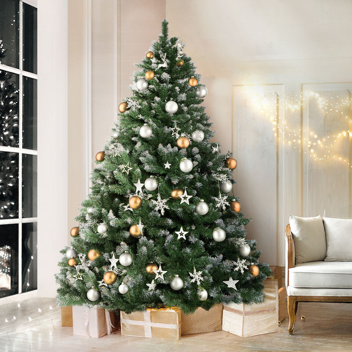 Jingle Jollys Christmas Tree 2.1M Xmas Trees Decorations Snowy Green 1000 Tips