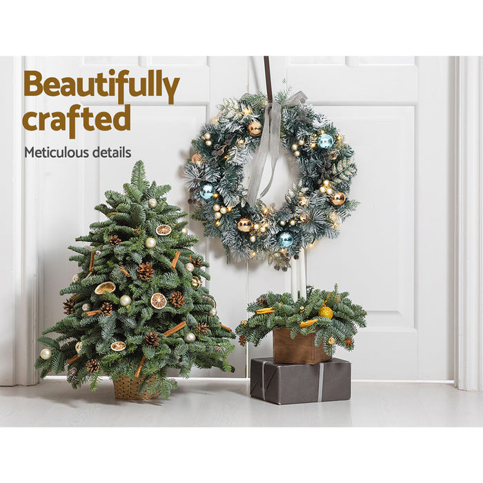 Christmas Wreath with Pre-Lit Lights Ornament 60CM Xmas Tree Decor
