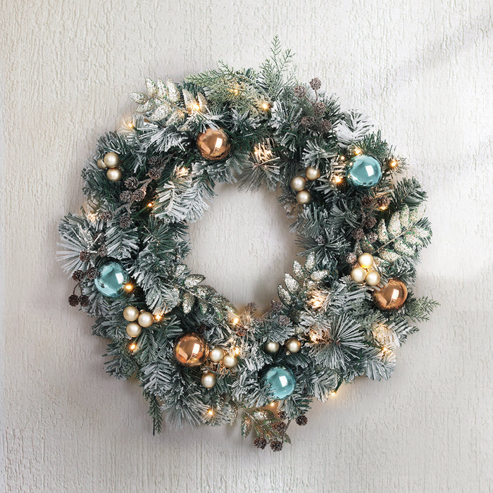 Christmas Wreath with Pre-Lit Lights Ornament 60CM Xmas Tree Decor