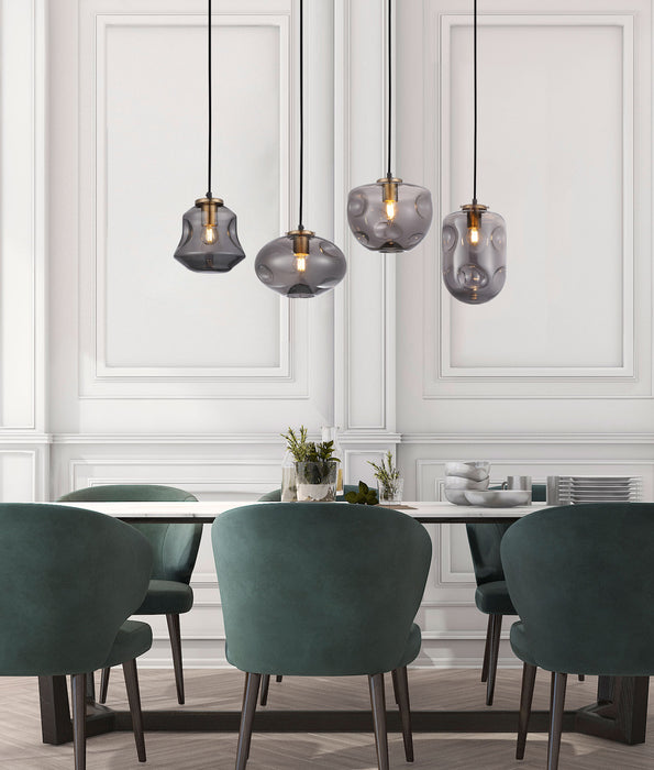 FOSSETTE Interior Dimpled Smoked/ Effect Glass Pendant Light- Oval