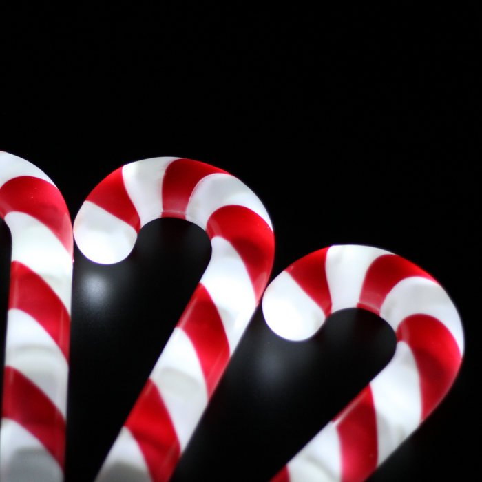 Dual Power Set of 6 LED Candy Cane Stakes Path Light