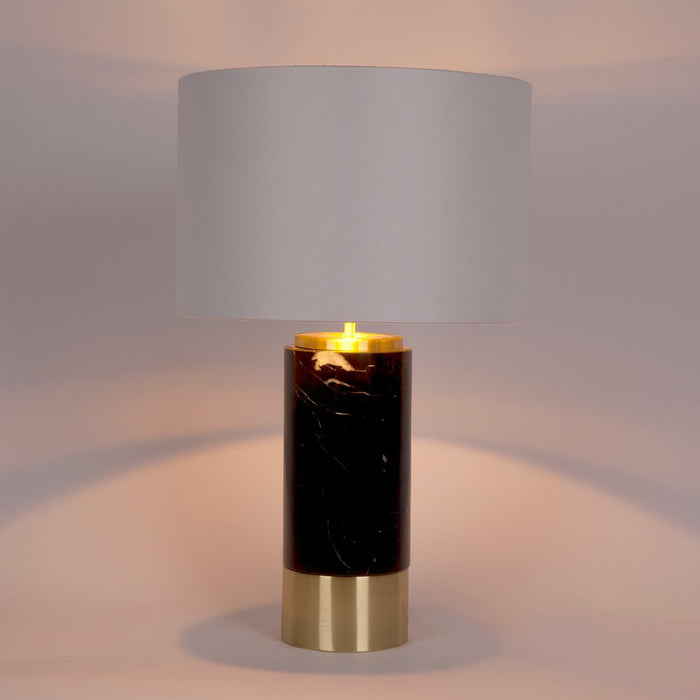 Paola Marble Table Lamp - Black w White Shade