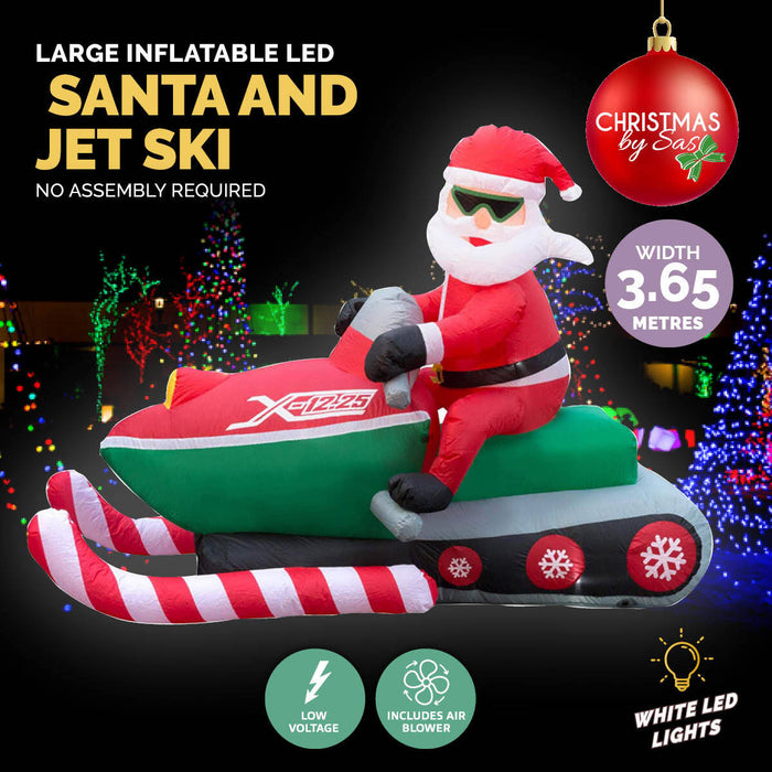 3.65m Santa & Jet Ski Built-In Blower Bright LED Lighting