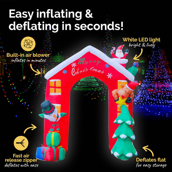 2.4 x 2.09m Christmas Arch Self Inflating Bright LED Lights
