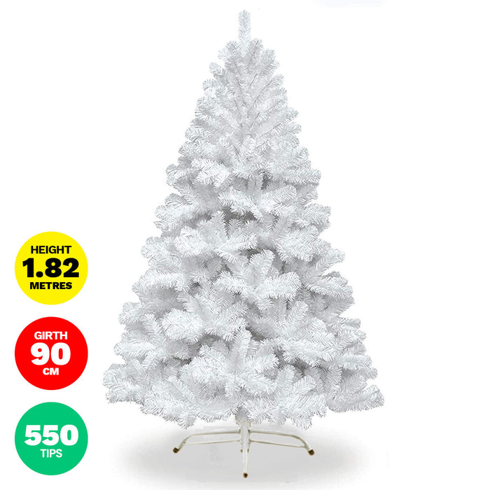 1.8m White Pine Christmas Tree 550 Tips Full Figured Easy Assembly